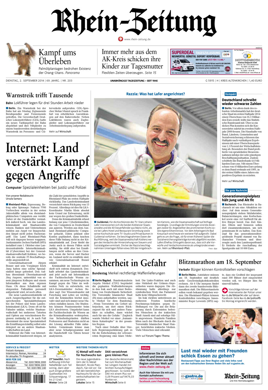 Rhein-Zeitung Kreis Altenkirchen vom Dienstag, 02.09.2014