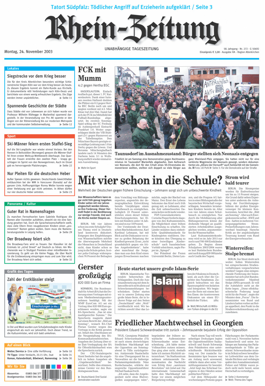 Rhein-Zeitung Kreis Altenkirchen vom Montag, 24.11.2003