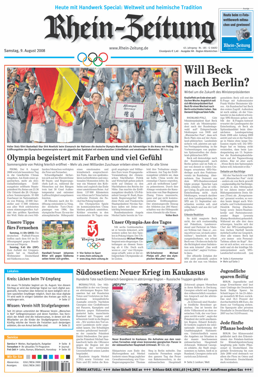 Rhein-Zeitung Kreis Altenkirchen vom Samstag, 09.08.2008