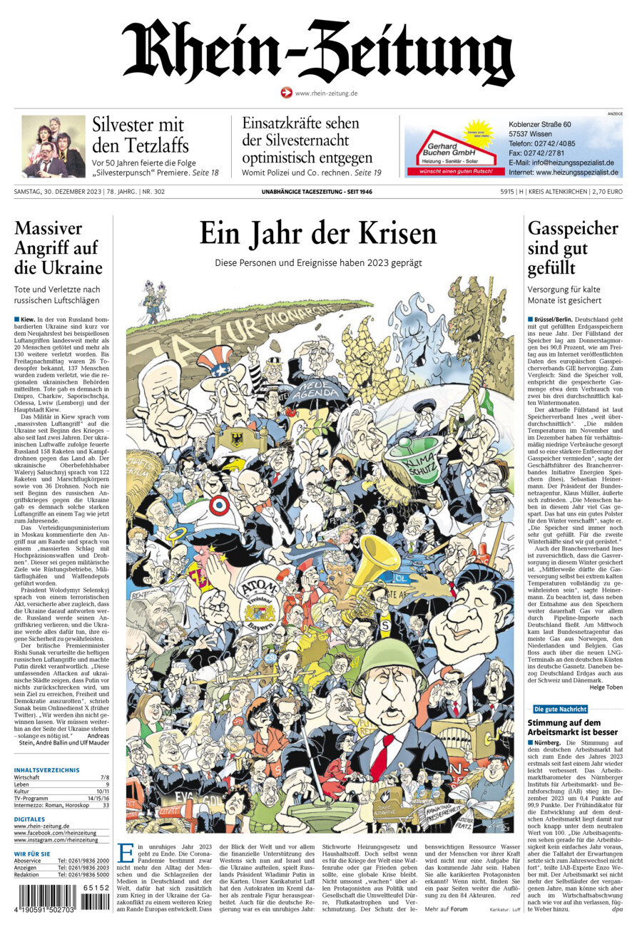 Rhein-Zeitung Kreis Altenkirchen vom Samstag, 30.12.2023