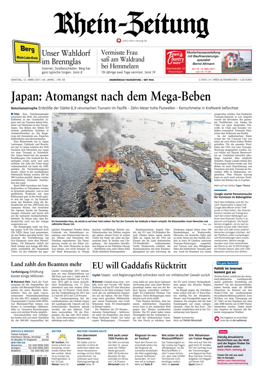 Rhein-Zeitung Kreis Altenkirchen vom Samstag, 12.03.2011