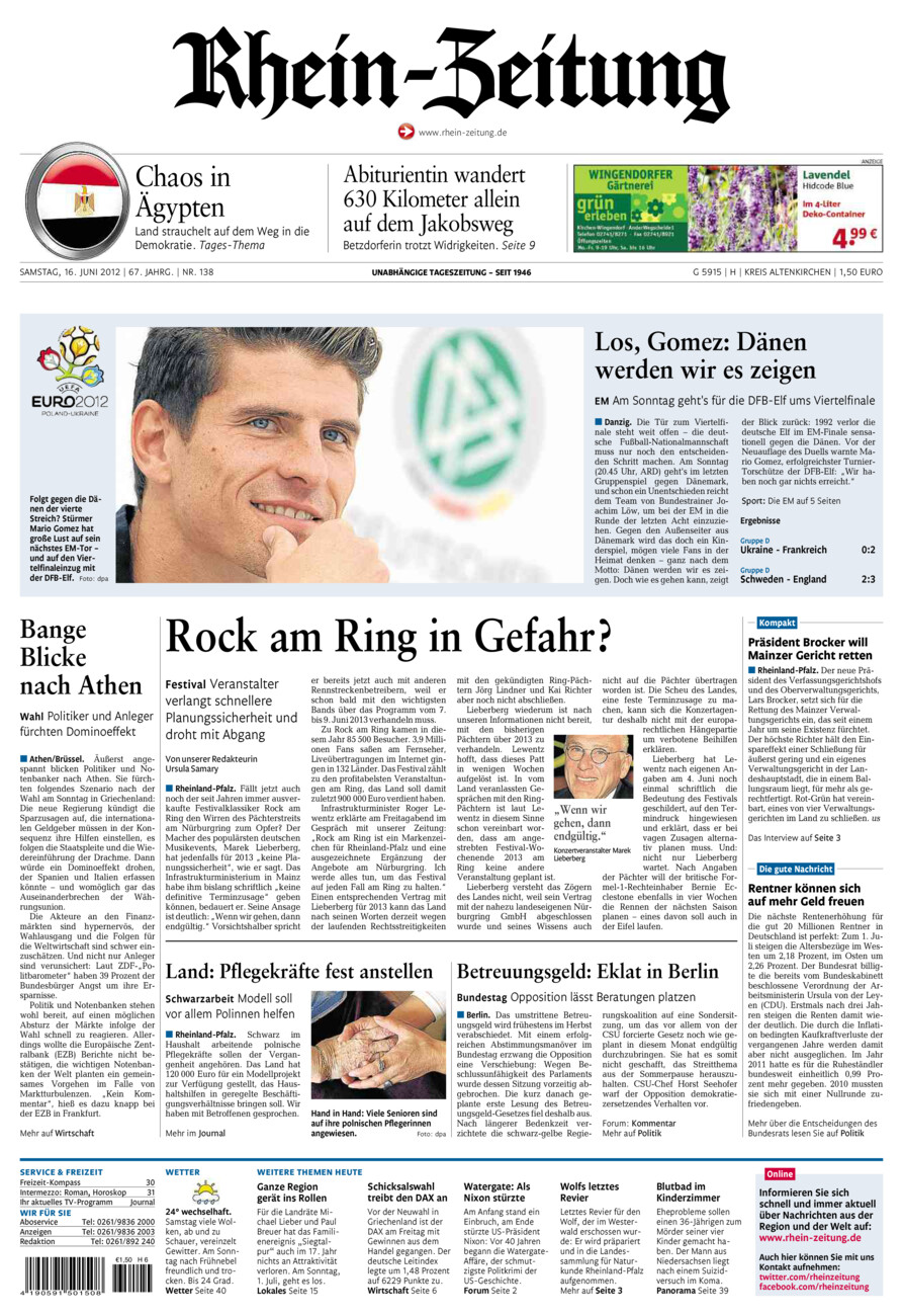 Rhein-Zeitung Kreis Altenkirchen vom Samstag, 16.06.2012