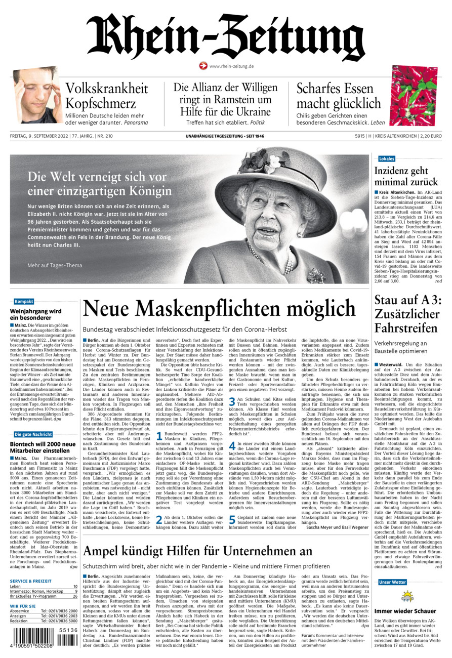 Rhein-Zeitung Kreis Altenkirchen vom Freitag, 09.09.2022