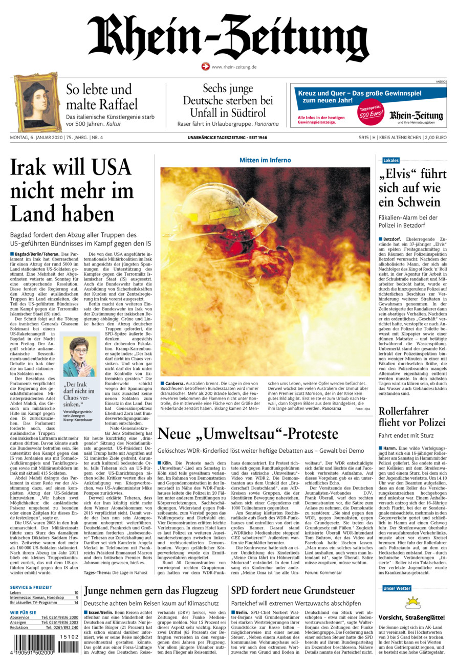 Rhein-Zeitung Kreis Altenkirchen vom Montag, 06.01.2020