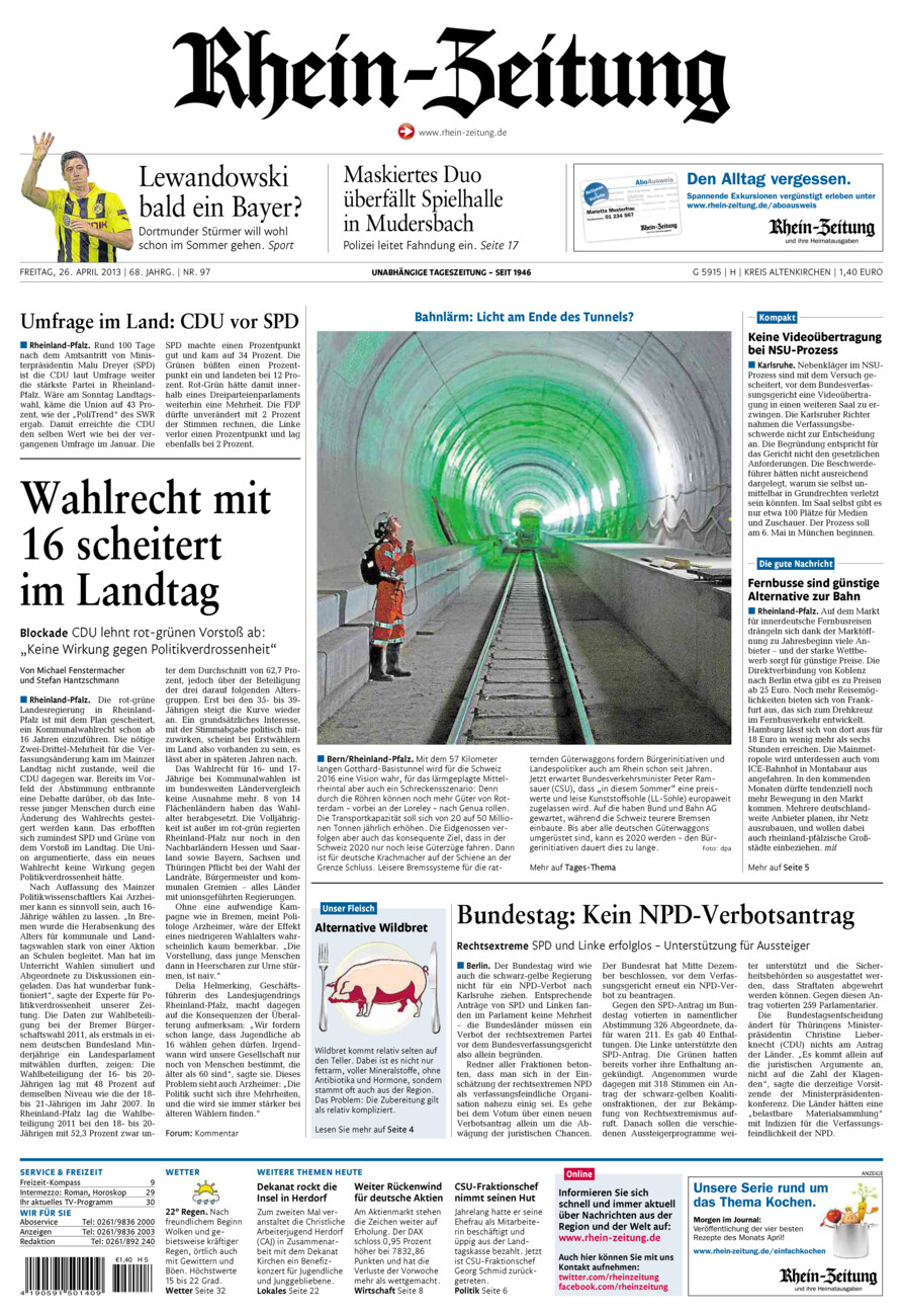Rhein-Zeitung Kreis Altenkirchen vom Freitag, 26.04.2013