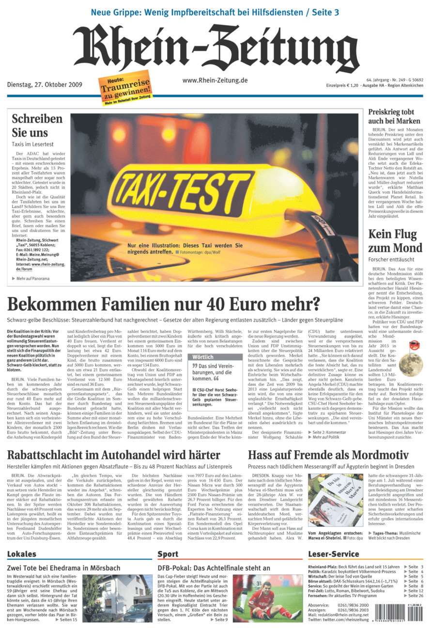 Rhein-Zeitung Kreis Altenkirchen vom Dienstag, 27.10.2009