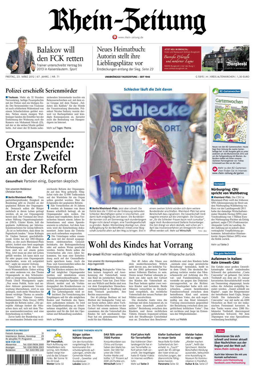Rhein-Zeitung Kreis Altenkirchen vom Freitag, 23.03.2012
