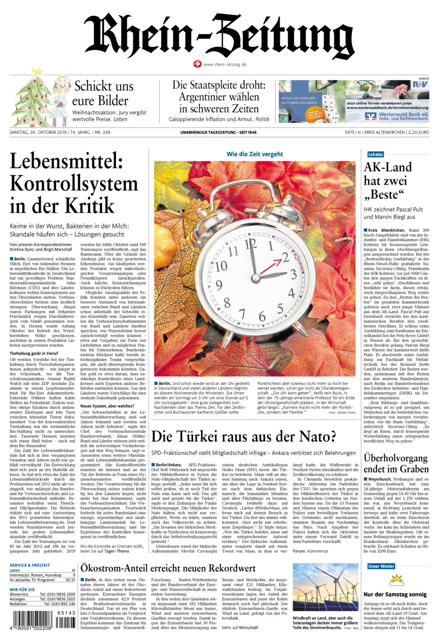 Rhein-Zeitung Kreis Altenkirchen vom Samstag, 26.10.2019