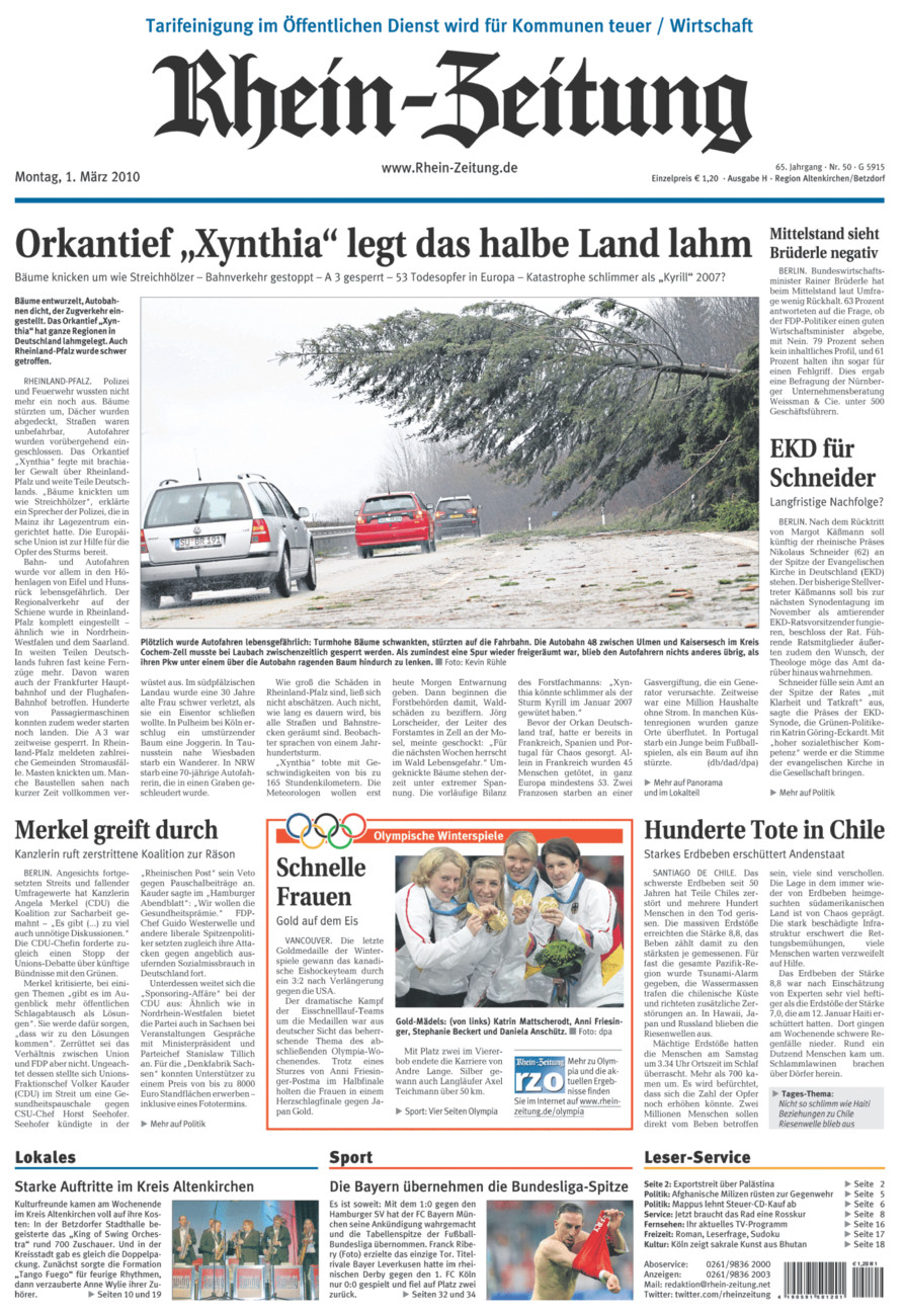 Rhein-Zeitung Kreis Altenkirchen vom Montag, 01.03.2010