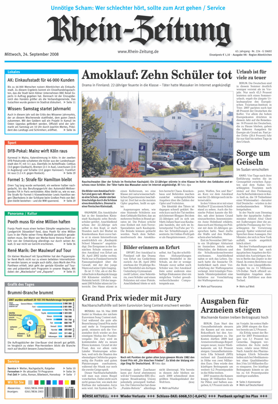 Rhein-Zeitung Kreis Altenkirchen vom Mittwoch, 24.09.2008