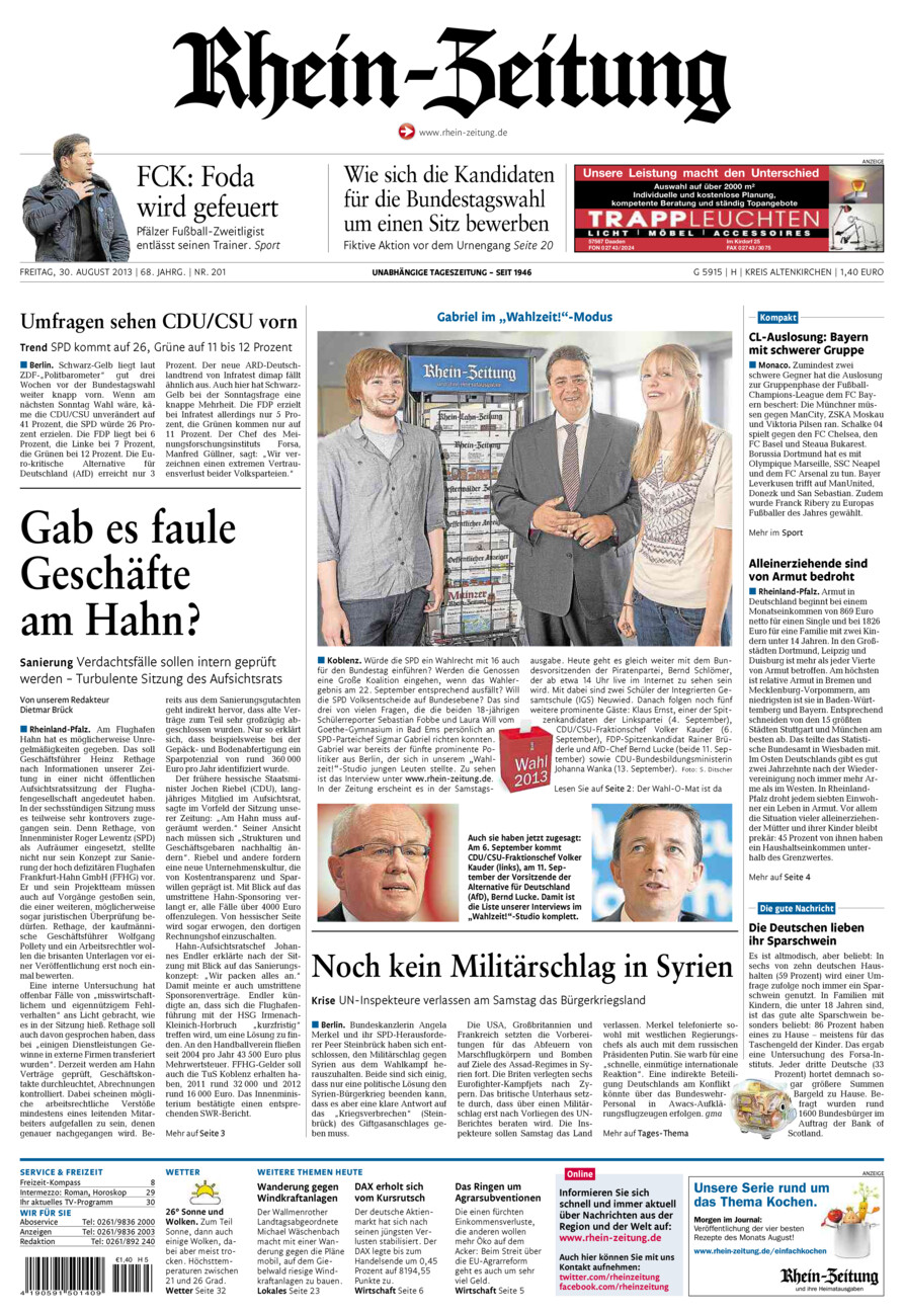 Rhein-Zeitung Kreis Altenkirchen vom Freitag, 30.08.2013