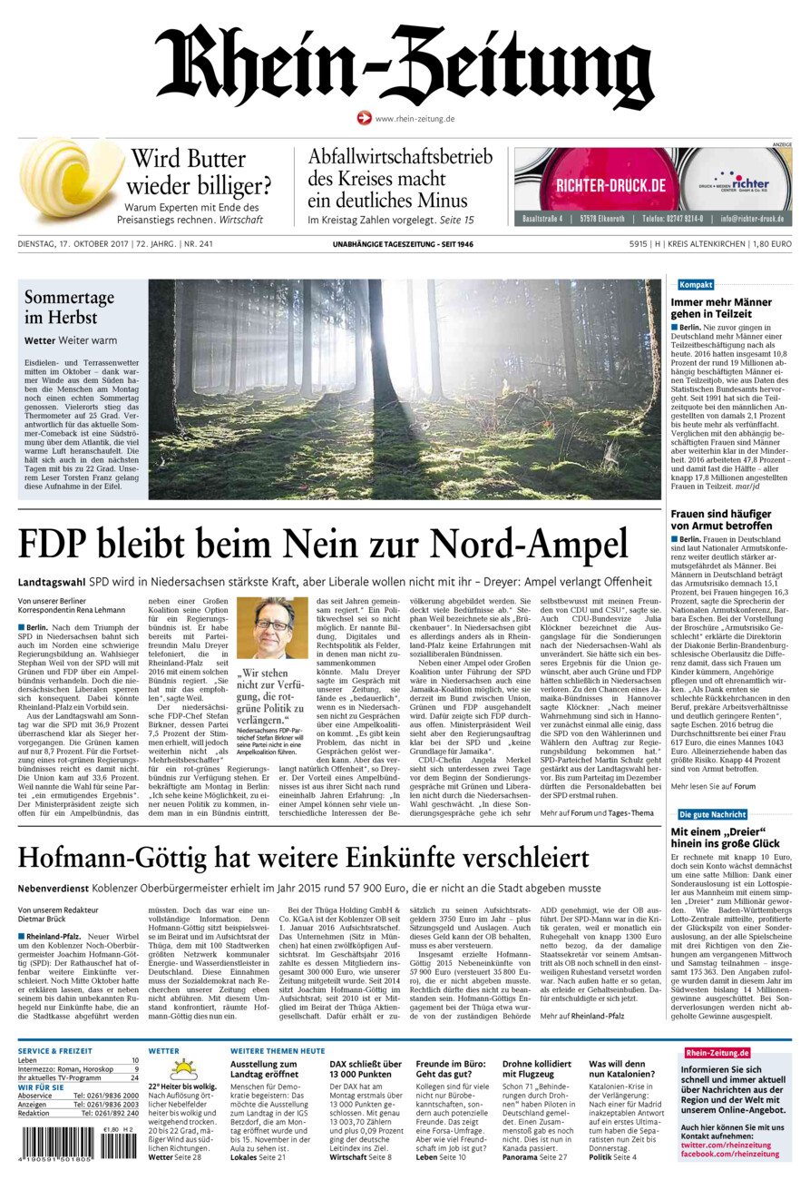 Rhein-Zeitung Kreis Altenkirchen vom Dienstag, 17.10.2017