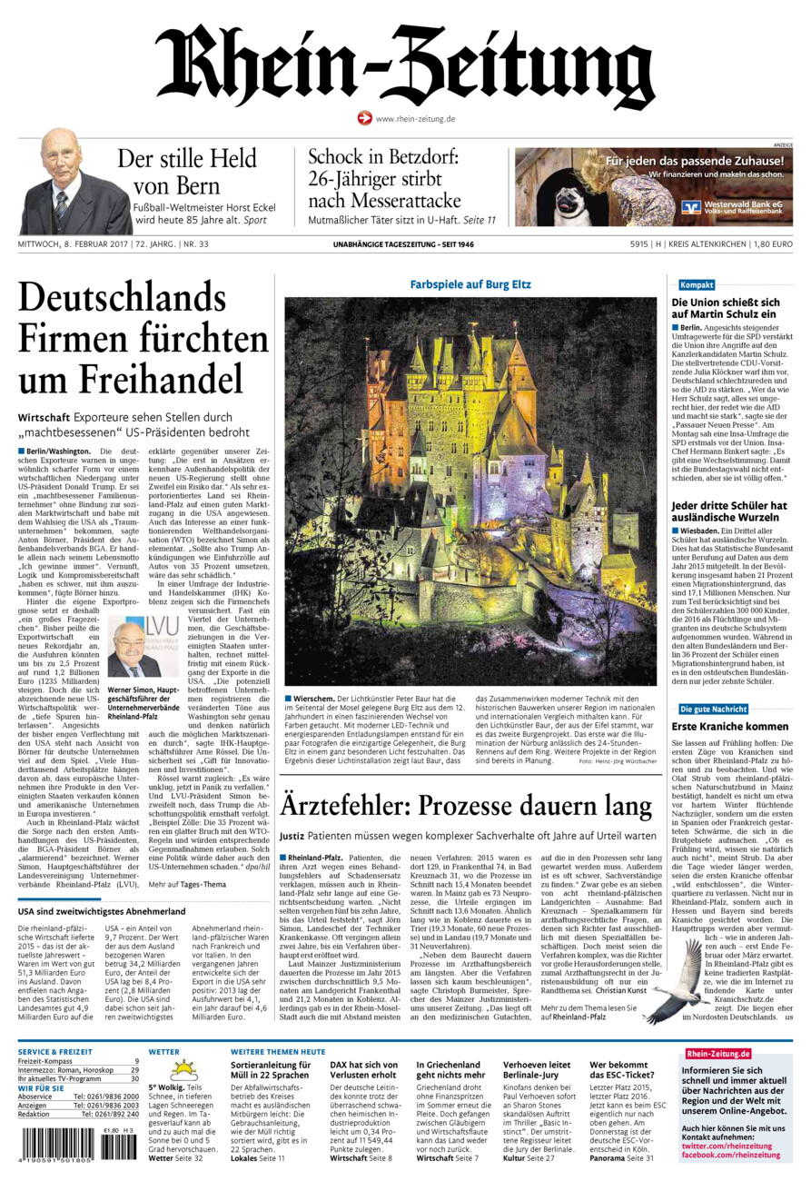 Rhein-Zeitung Kreis Altenkirchen vom Mittwoch, 08.02.2017