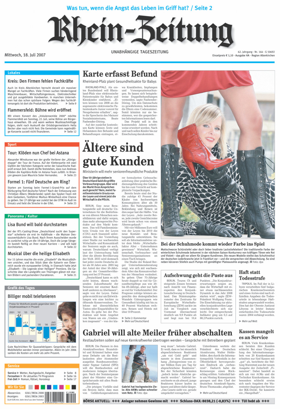 Rhein-Zeitung Kreis Altenkirchen vom Mittwoch, 18.07.2007