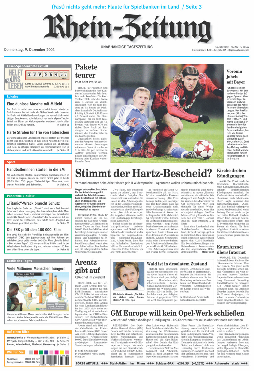 Rhein-Zeitung Kreis Altenkirchen vom Donnerstag, 09.12.2004