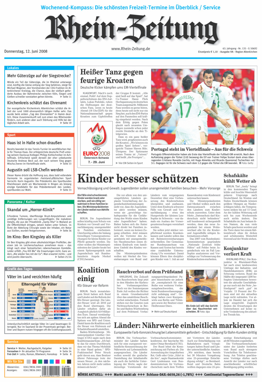 Rhein-Zeitung Kreis Altenkirchen vom Donnerstag, 12.06.2008