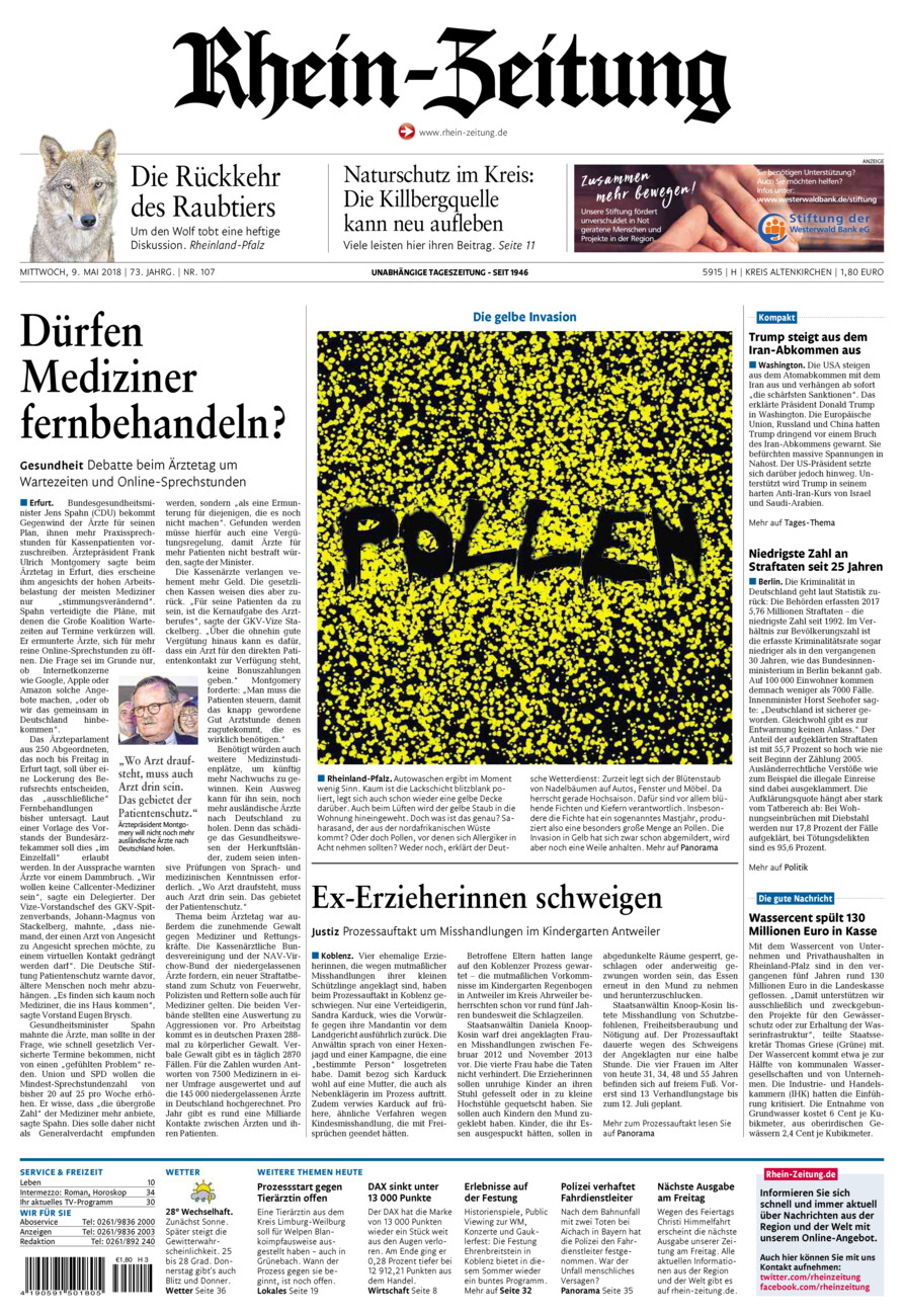 Rhein-Zeitung Kreis Altenkirchen vom Mittwoch, 09.05.2018