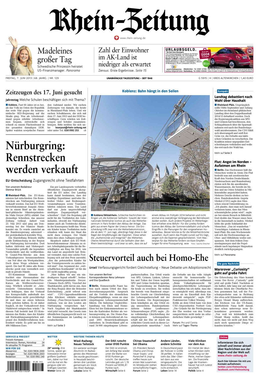 Rhein-Zeitung Kreis Altenkirchen vom Freitag, 07.06.2013