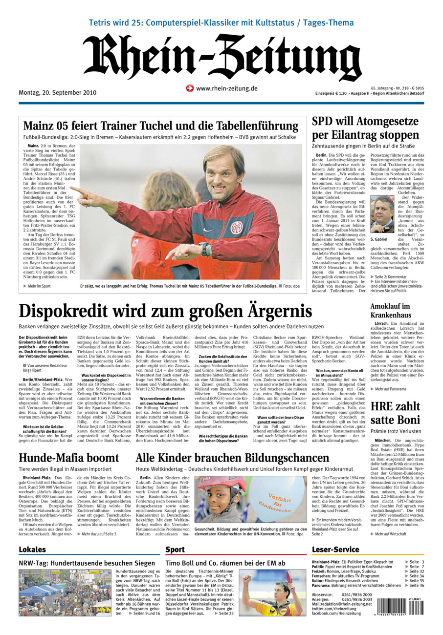 Rhein-Zeitung Kreis Altenkirchen vom Montag, 20.09.2010