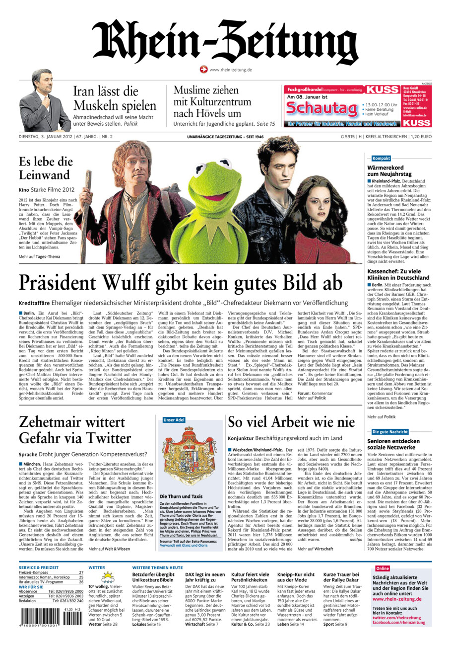 Rhein-Zeitung Kreis Altenkirchen vom Dienstag, 03.01.2012