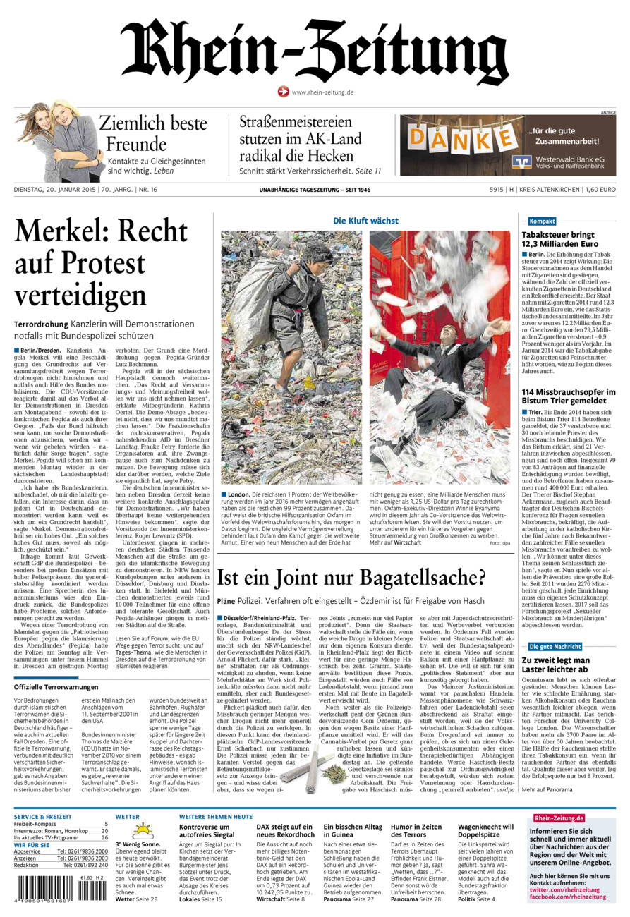Rhein-Zeitung Kreis Altenkirchen vom Dienstag, 20.01.2015