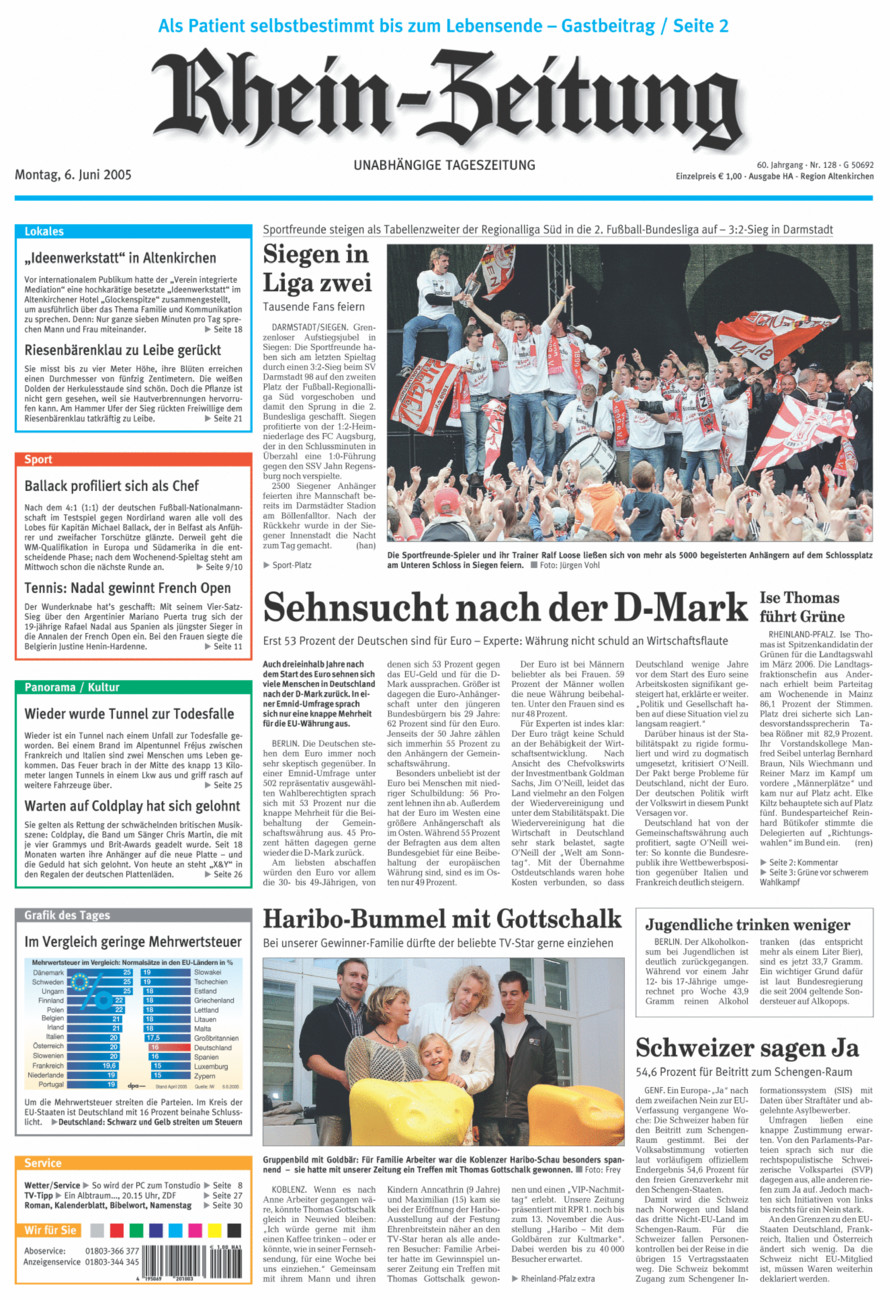 Rhein-Zeitung Kreis Altenkirchen vom Montag, 06.06.2005