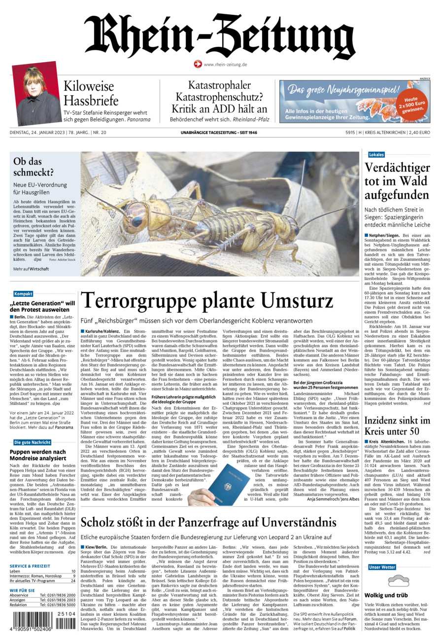 Rhein-Zeitung Kreis Altenkirchen vom Dienstag, 24.01.2023