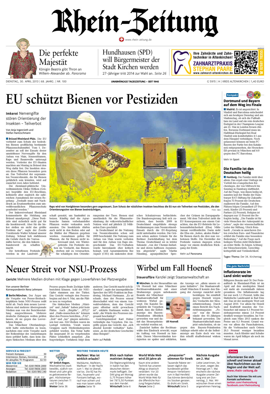 Rhein-Zeitung Kreis Altenkirchen vom Dienstag, 30.04.2013
