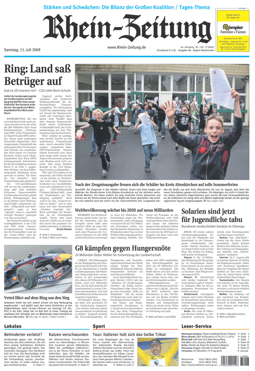 Rhein-Zeitung Kreis Altenkirchen vom Samstag, 11.07.2009