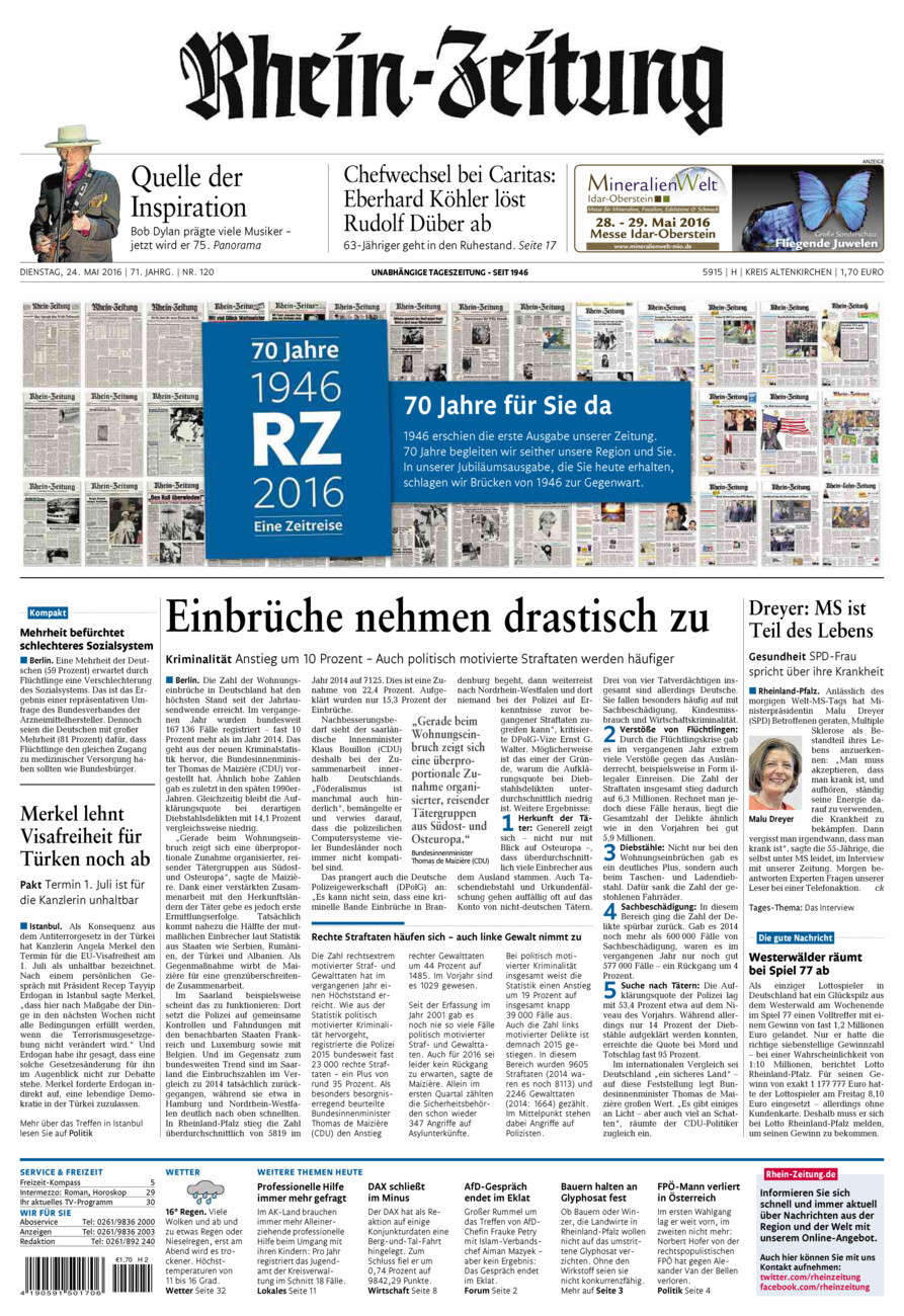 Rhein-Zeitung Kreis Altenkirchen vom Dienstag, 24.05.2016