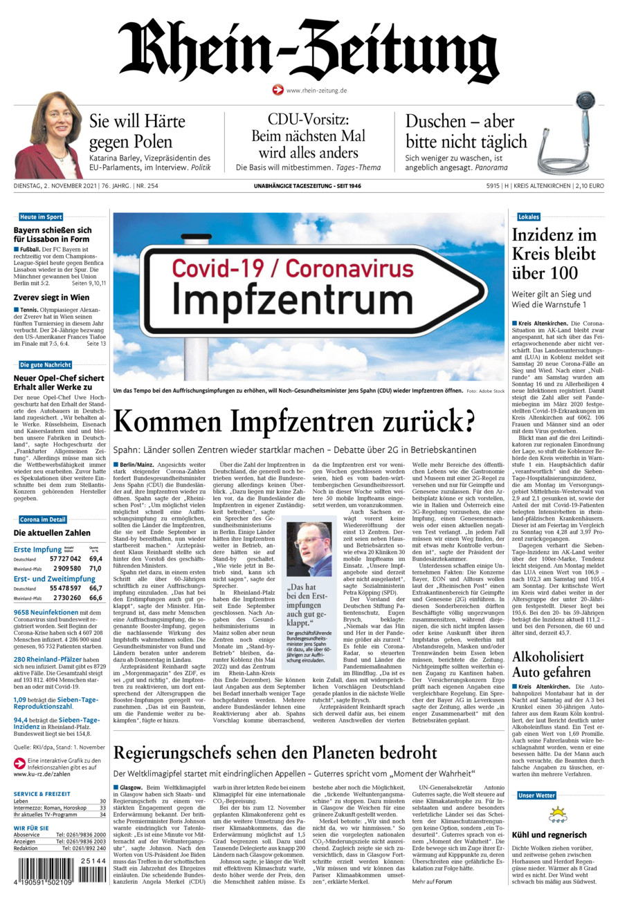 Rhein-Zeitung Kreis Altenkirchen vom Dienstag, 02.11.2021