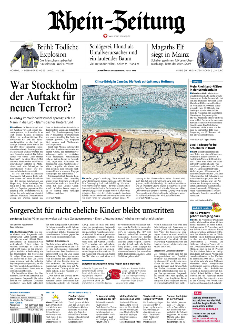 Rhein-Zeitung Kreis Altenkirchen vom Montag, 13.12.2010