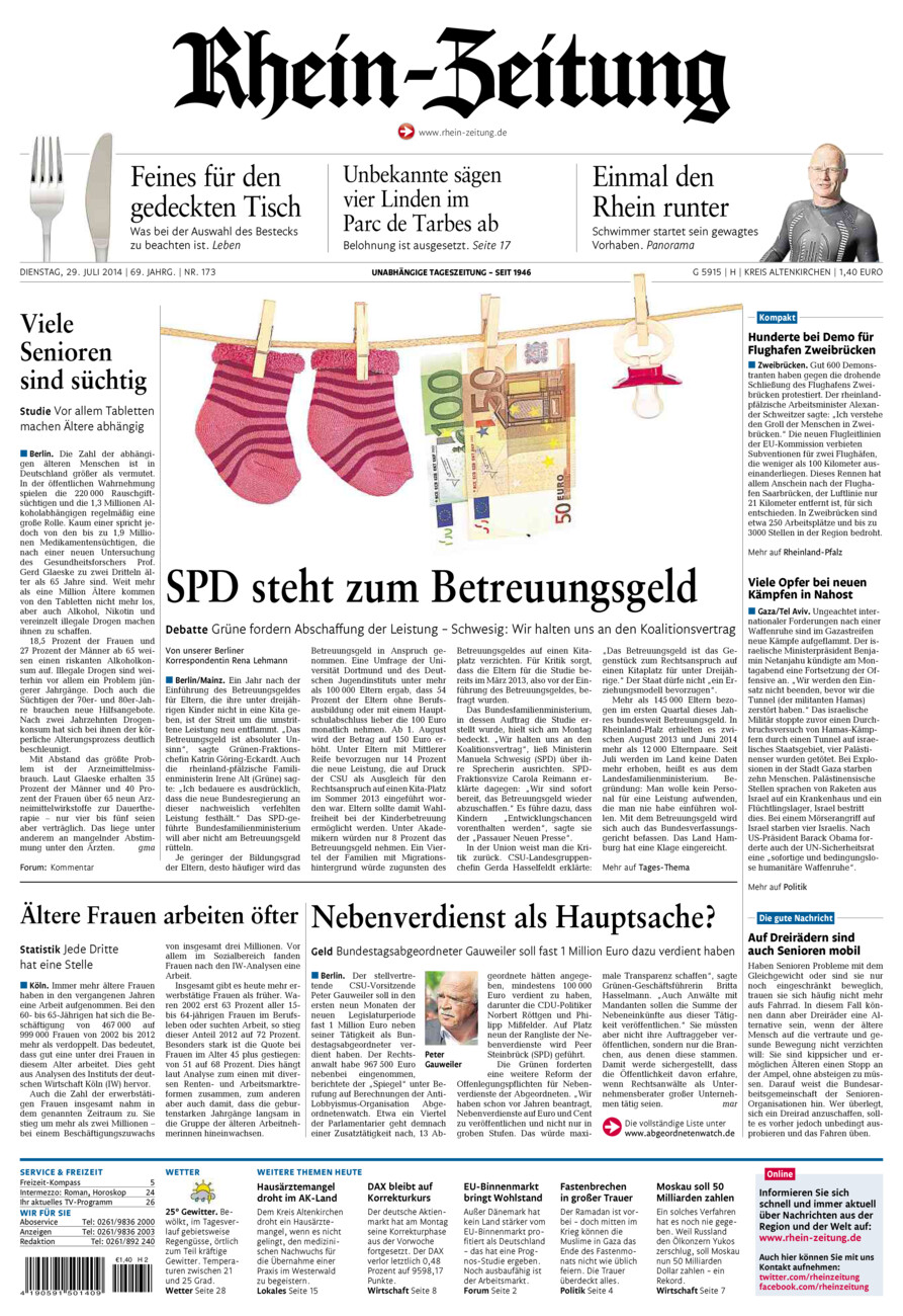 Rhein-Zeitung Kreis Altenkirchen vom Dienstag, 29.07.2014