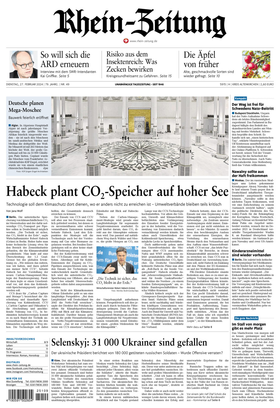 Rhein-Zeitung Kreis Altenkirchen vom Dienstag, 27.02.2024