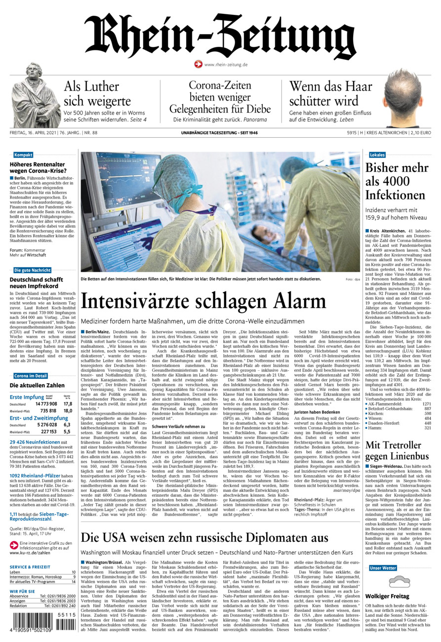 Rhein-Zeitung Kreis Altenkirchen vom Freitag, 16.04.2021