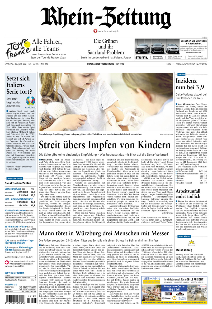 Rhein-Zeitung Kreis Altenkirchen vom Samstag, 26.06.2021