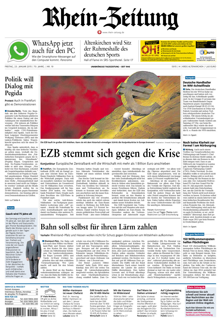 Rhein-Zeitung Kreis Altenkirchen vom Freitag, 23.01.2015
