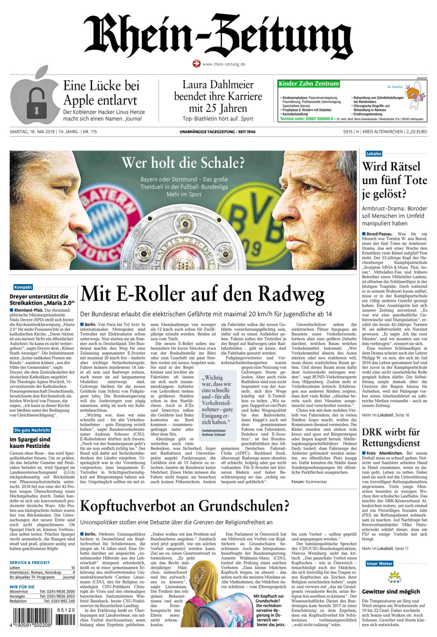 Rhein-Zeitung Kreis Altenkirchen vom Samstag, 18.05.2019