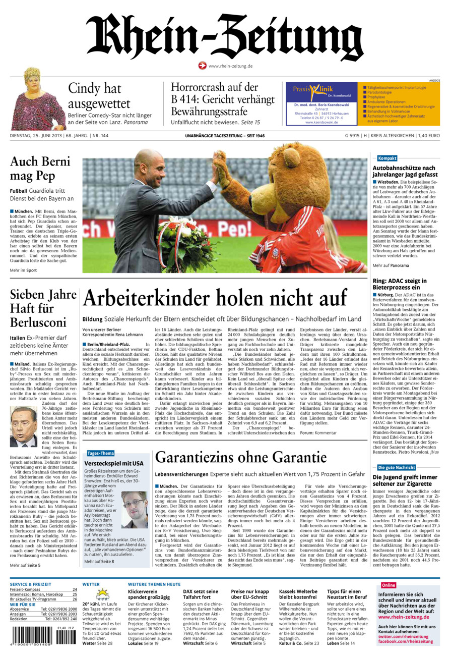 Rhein-Zeitung Kreis Altenkirchen vom Dienstag, 25.06.2013