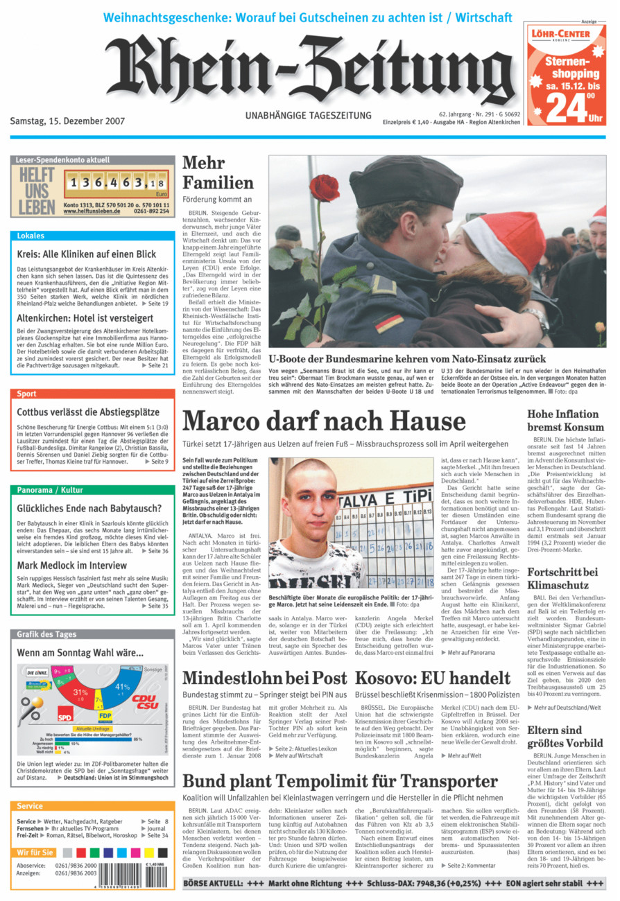 Rhein-Zeitung Kreis Altenkirchen vom Samstag, 15.12.2007
