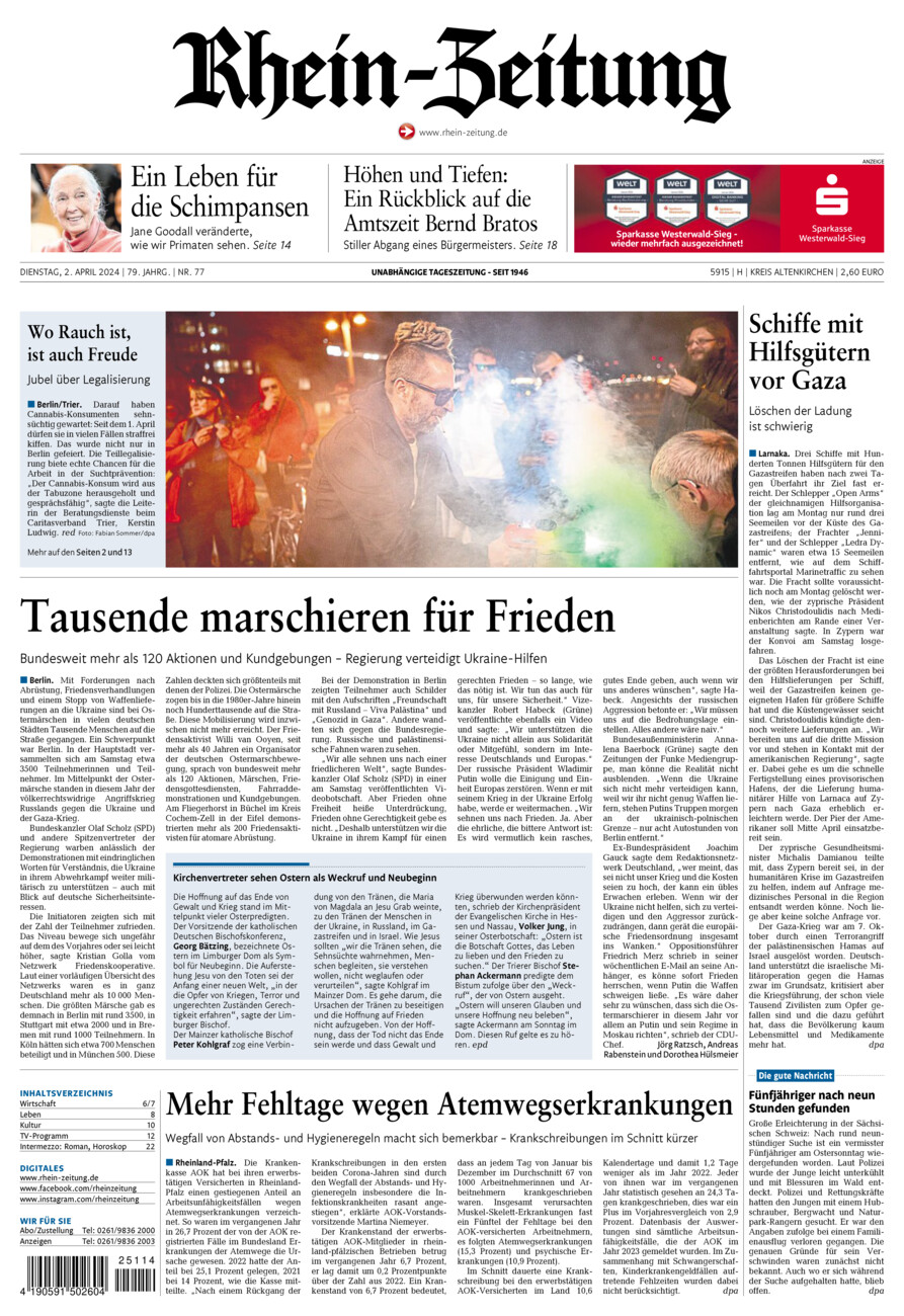 Rhein-Zeitung Kreis Altenkirchen vom Dienstag, 02.04.2024