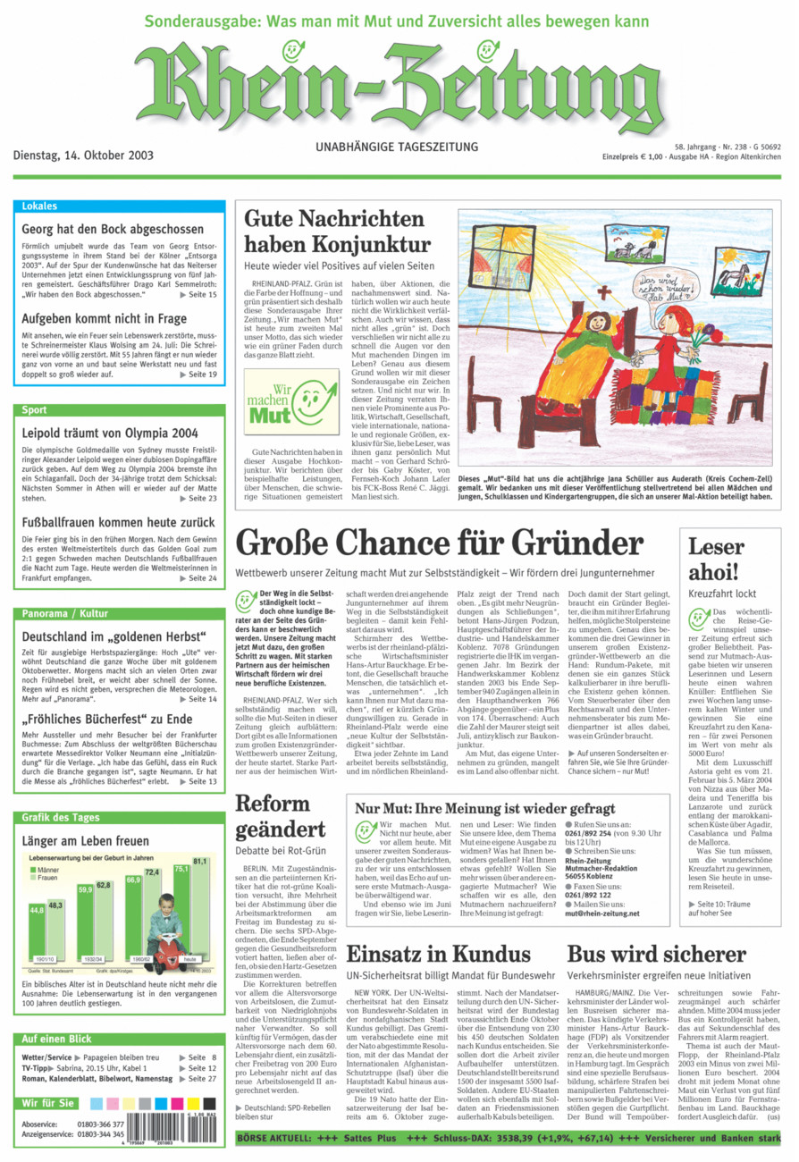 Rhein-Zeitung Kreis Altenkirchen vom Dienstag, 14.10.2003