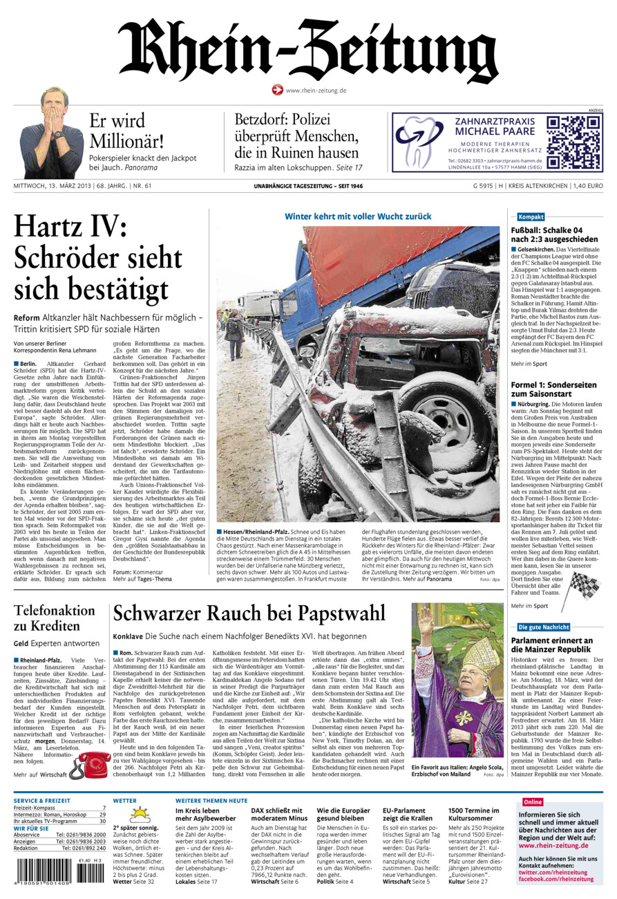 Rhein-Zeitung Kreis Altenkirchen vom Mittwoch, 13.03.2013