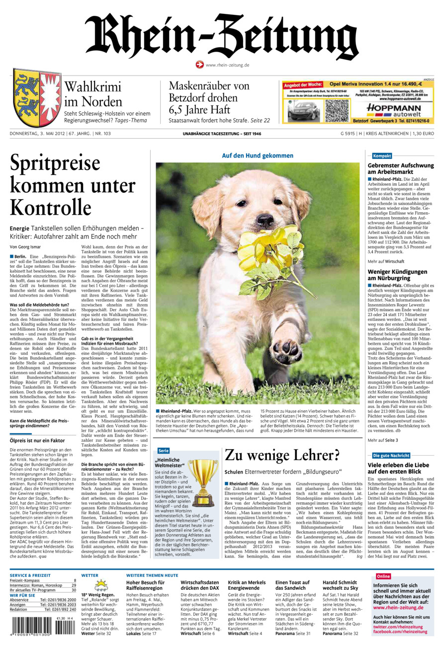 Rhein-Zeitung Kreis Altenkirchen vom Donnerstag, 03.05.2012