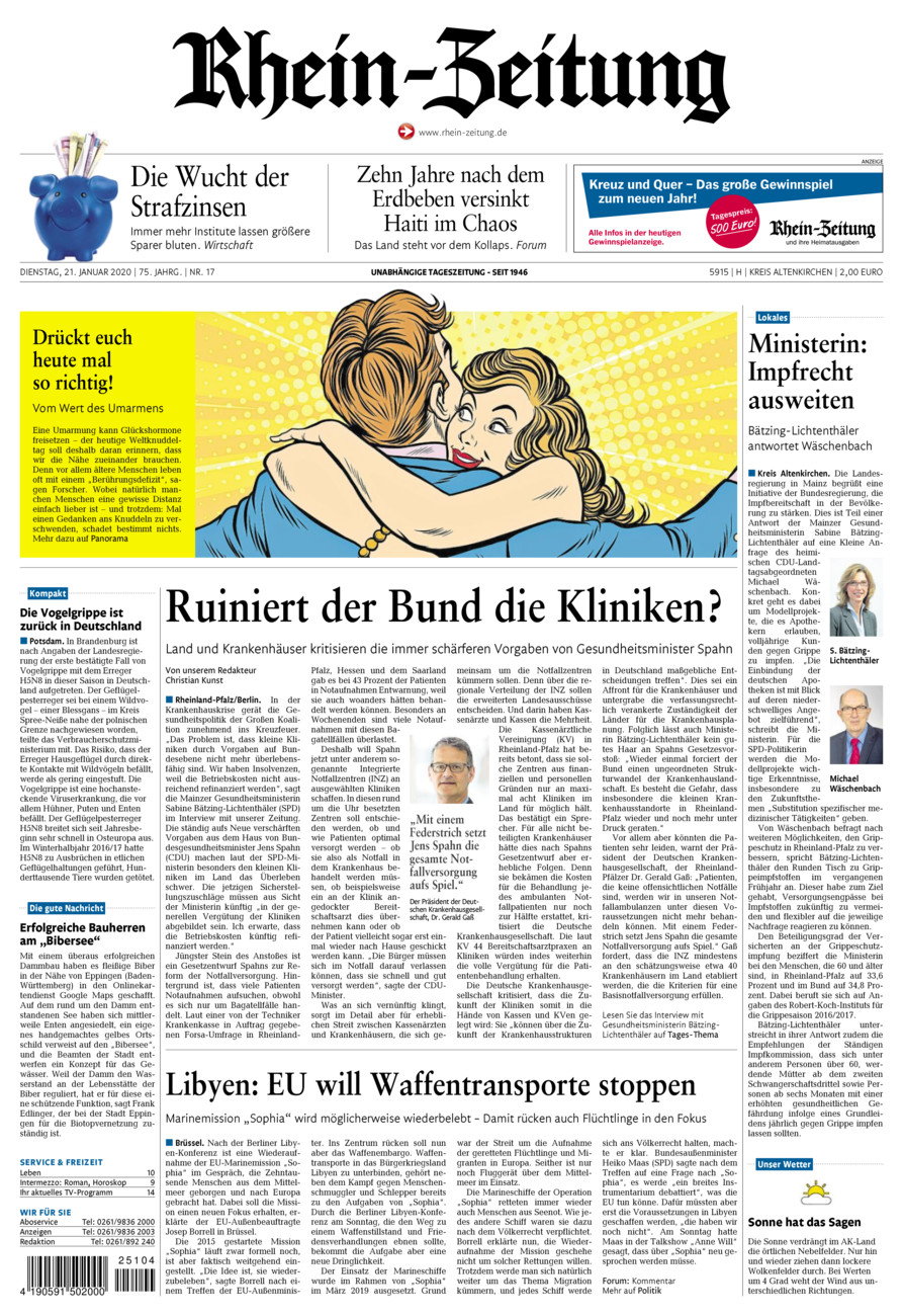 Rhein-Zeitung Kreis Altenkirchen vom Dienstag, 21.01.2020