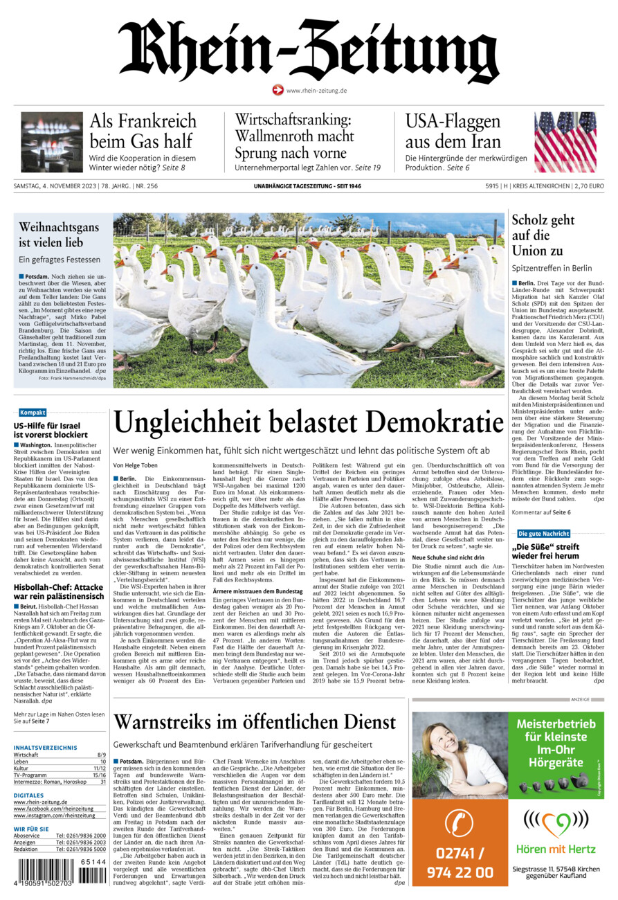 Rhein-Zeitung Kreis Altenkirchen vom Samstag, 04.11.2023