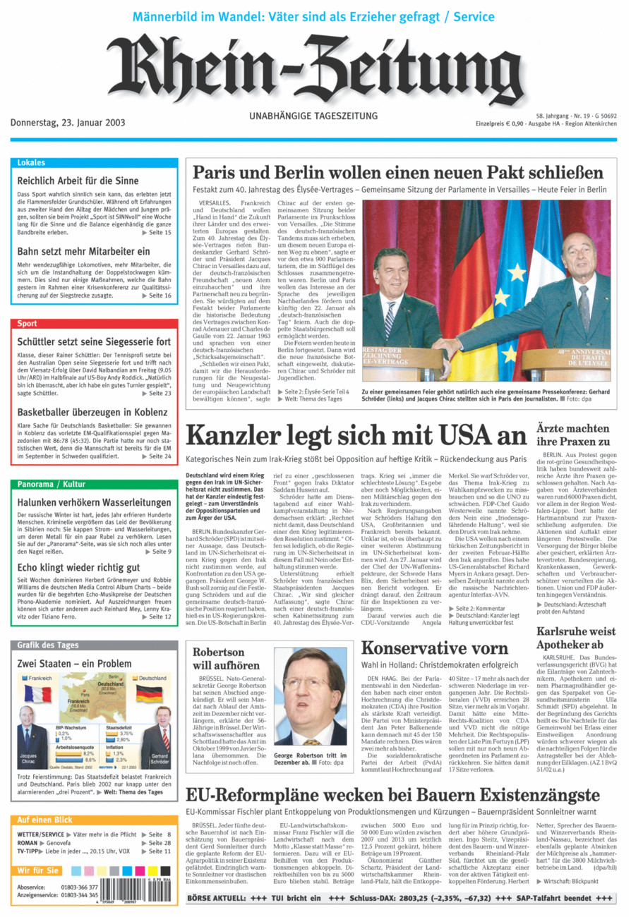 Rhein-Zeitung Kreis Altenkirchen vom Donnerstag, 23.01.2003