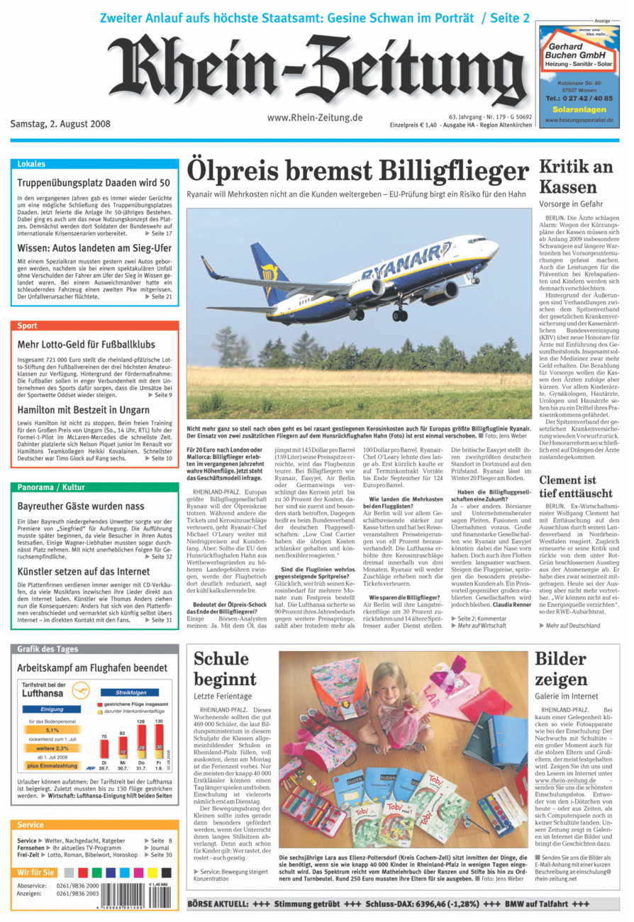 Rhein-Zeitung Kreis Altenkirchen vom Samstag, 02.08.2008