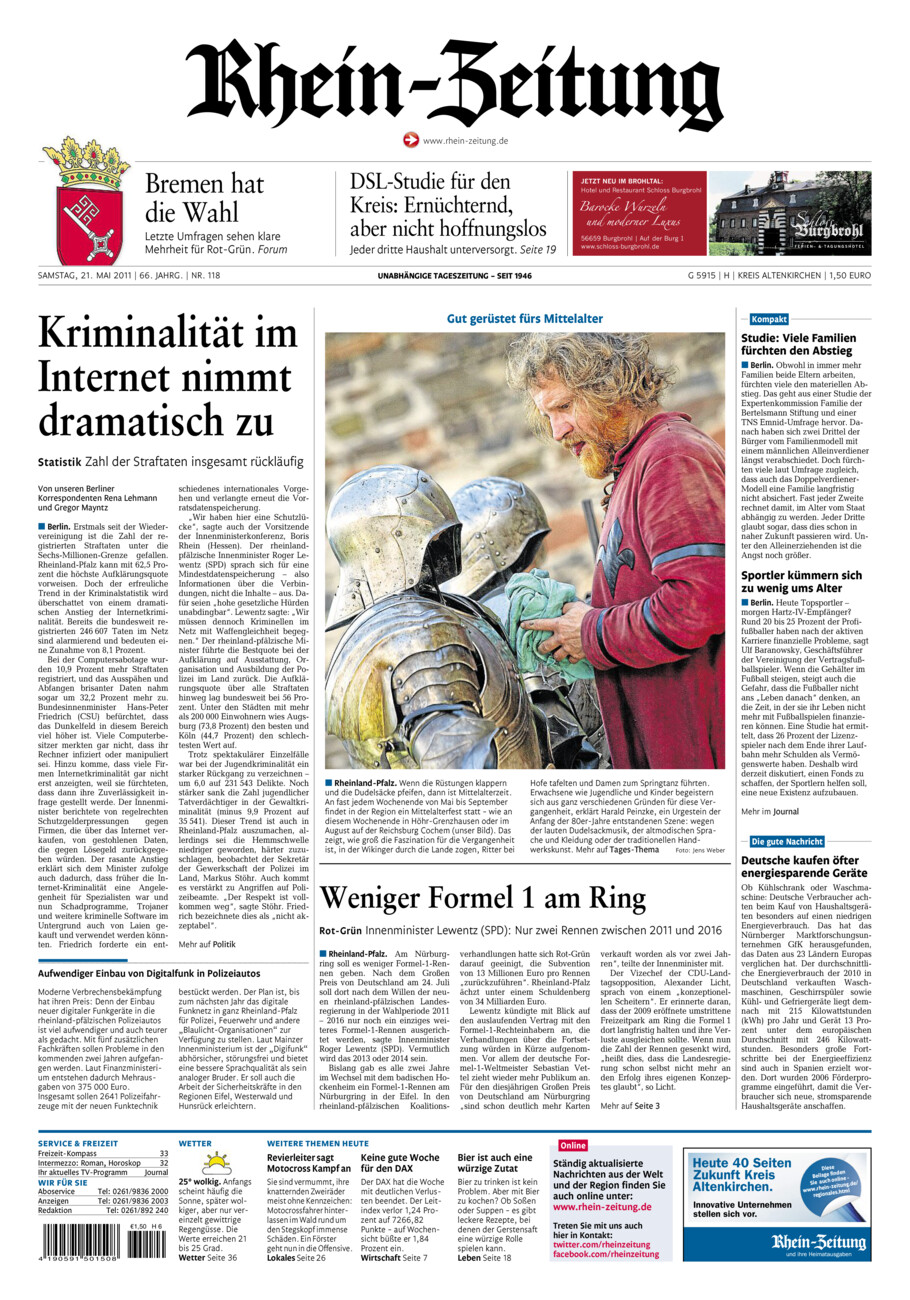 Rhein-Zeitung Kreis Altenkirchen vom Samstag, 21.05.2011