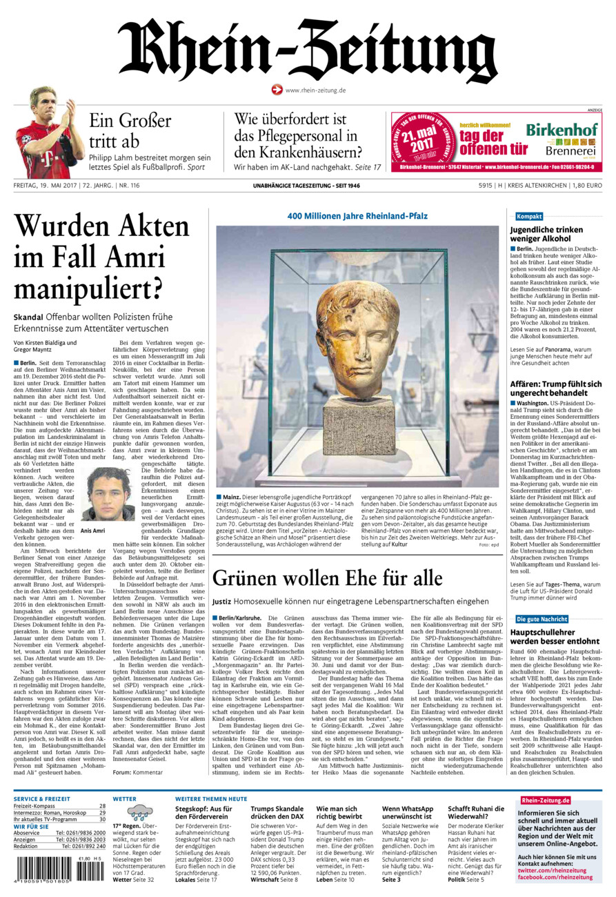 Rhein-Zeitung Kreis Altenkirchen vom Freitag, 19.05.2017